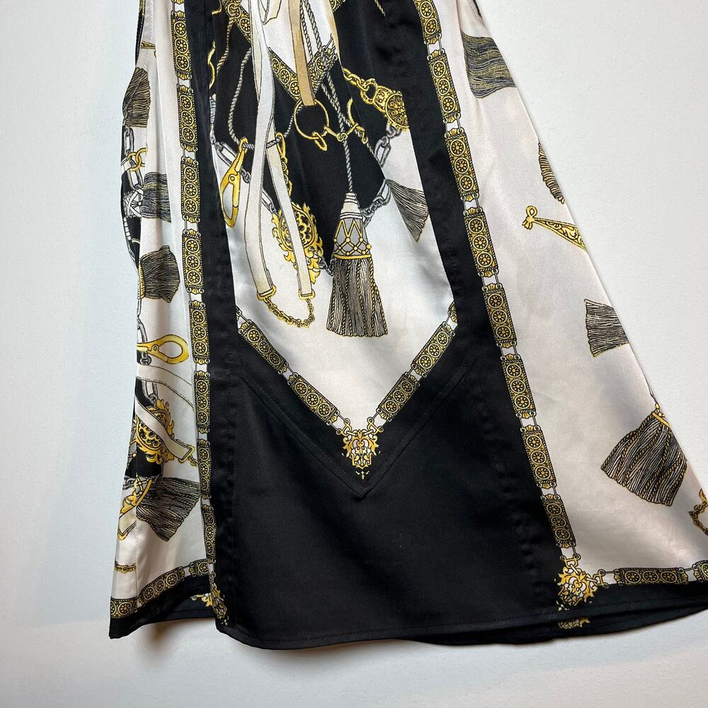 Vintage Cache Y2k Chain Link Top Silky Blouse Bla… - image 5